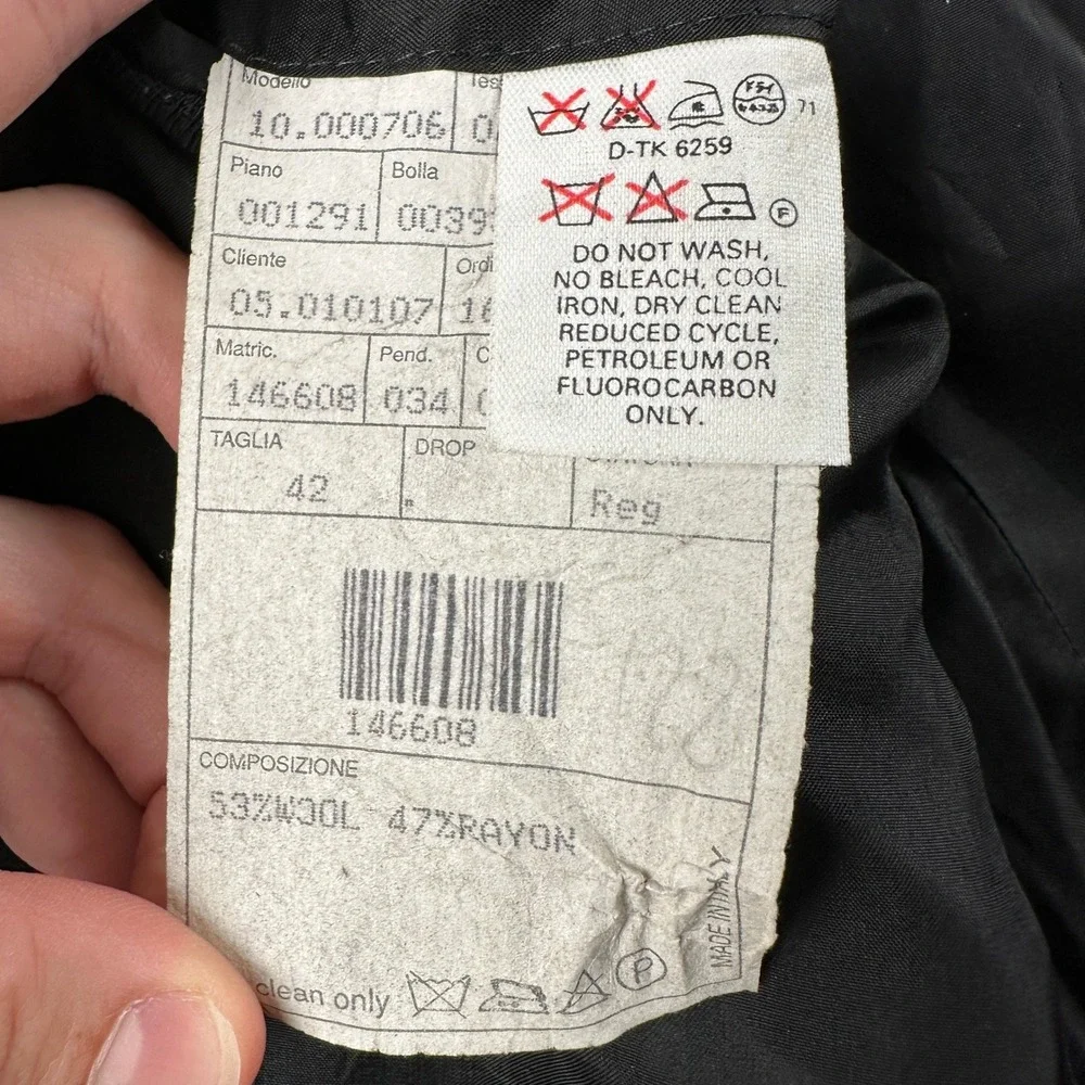 Donna Karan Blazer Mens 42 Black Sartoriale Wool Rayon Made in Italy‎ Sport Coat